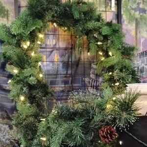 Festive Green Holiday Garland  with Lights